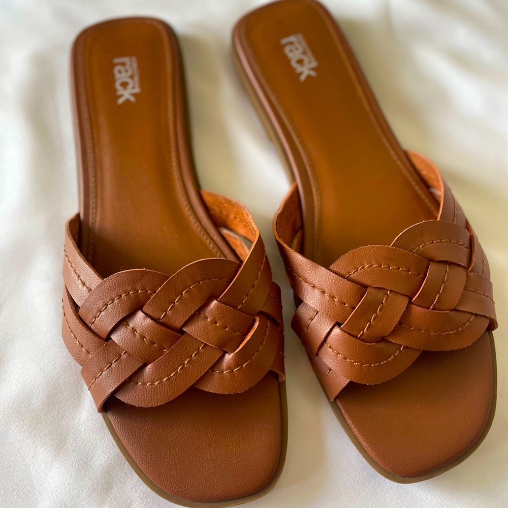 Classic Brown Leather Braided Flat Nordstrom Rack… - image 1